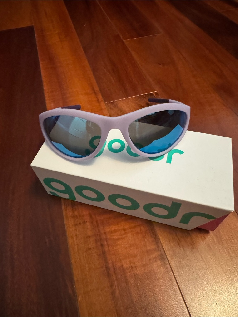 Goodr Women's Lavender Frame Blue Mirror Lens Sunglasses